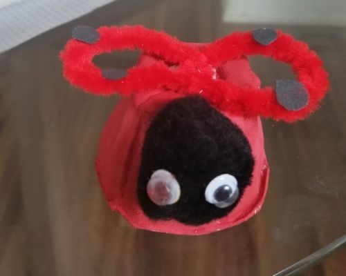 egg carton craft lady bug